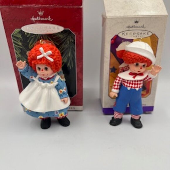 Hallmark Vintage Christmas Ornaments Mop Top Billy & Wendy Set Of 2 - Picture 1 of 9